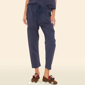 Xirena Draper 100% Cotton Lightweight Drawstring Pant in Navy Blue SZ S